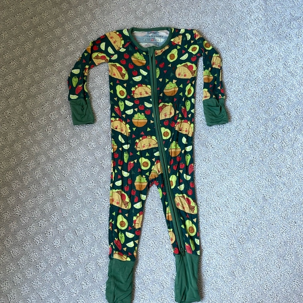 EUC 6-12m Little Sleepies Taco Time Zippy